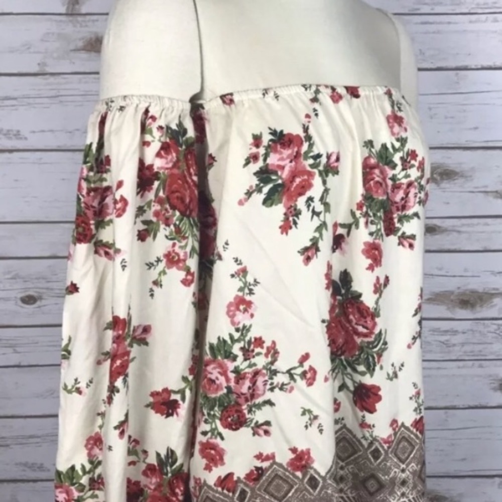 Off-shoulder floral blouse